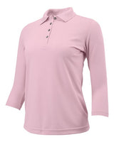 Paragon 120 Women's Lady Palm Three-Quarter Sleeve Polo #color_Charity Pink