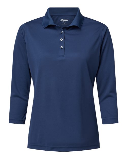 Paragon 120 Women's Lady Palm Three-Quarter Sleeve Polo #color_Navy
