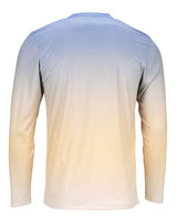 Paragon 225 Barbados Performance Pin Dot Long Sleeve T-Shirt #color_Bimini Blue/ Peach