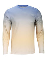 Paragon 225 Barbados Performance Pin Dot Long Sleeve T-Shirt #color_Bimini Blue/ Peach