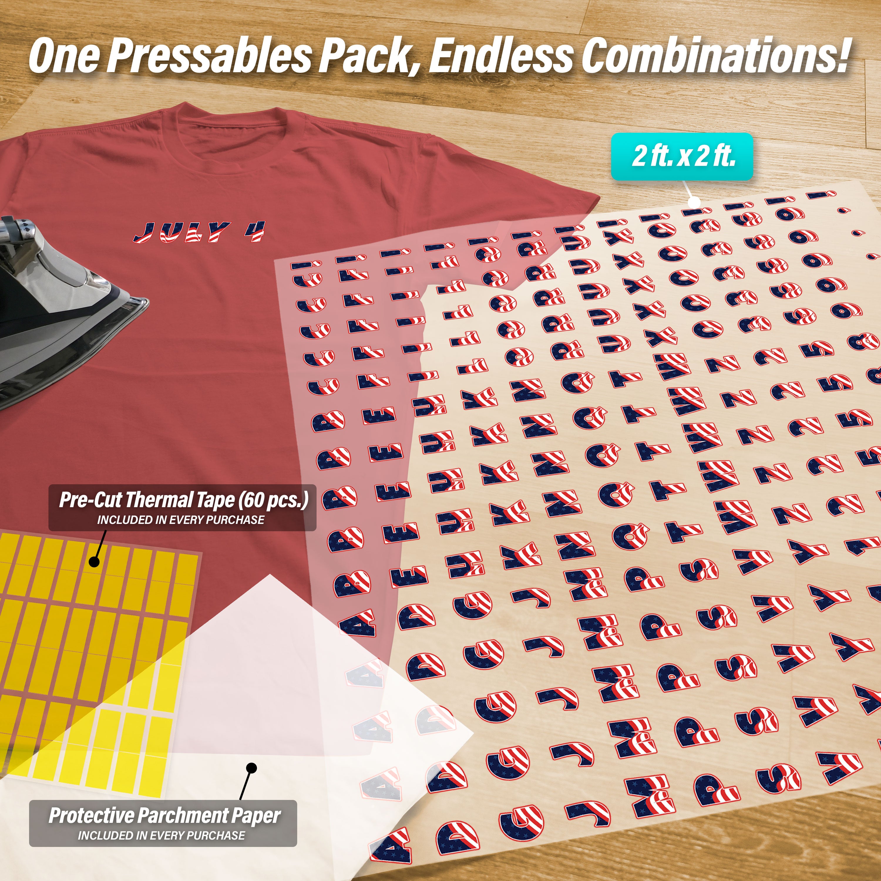 July 4 Lettering Pressables Pack
