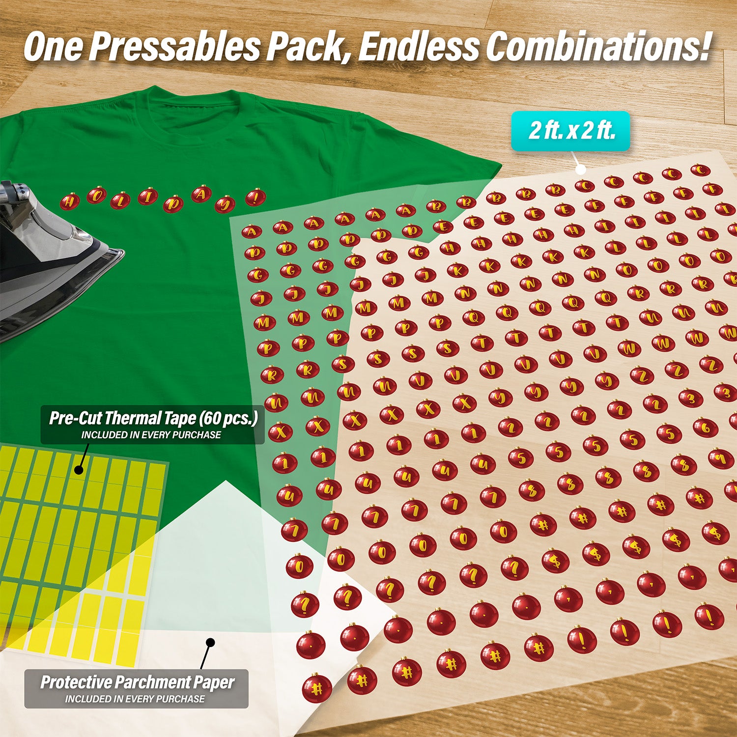 Christmas Ornaments Letters & Symbols Pressables Pack