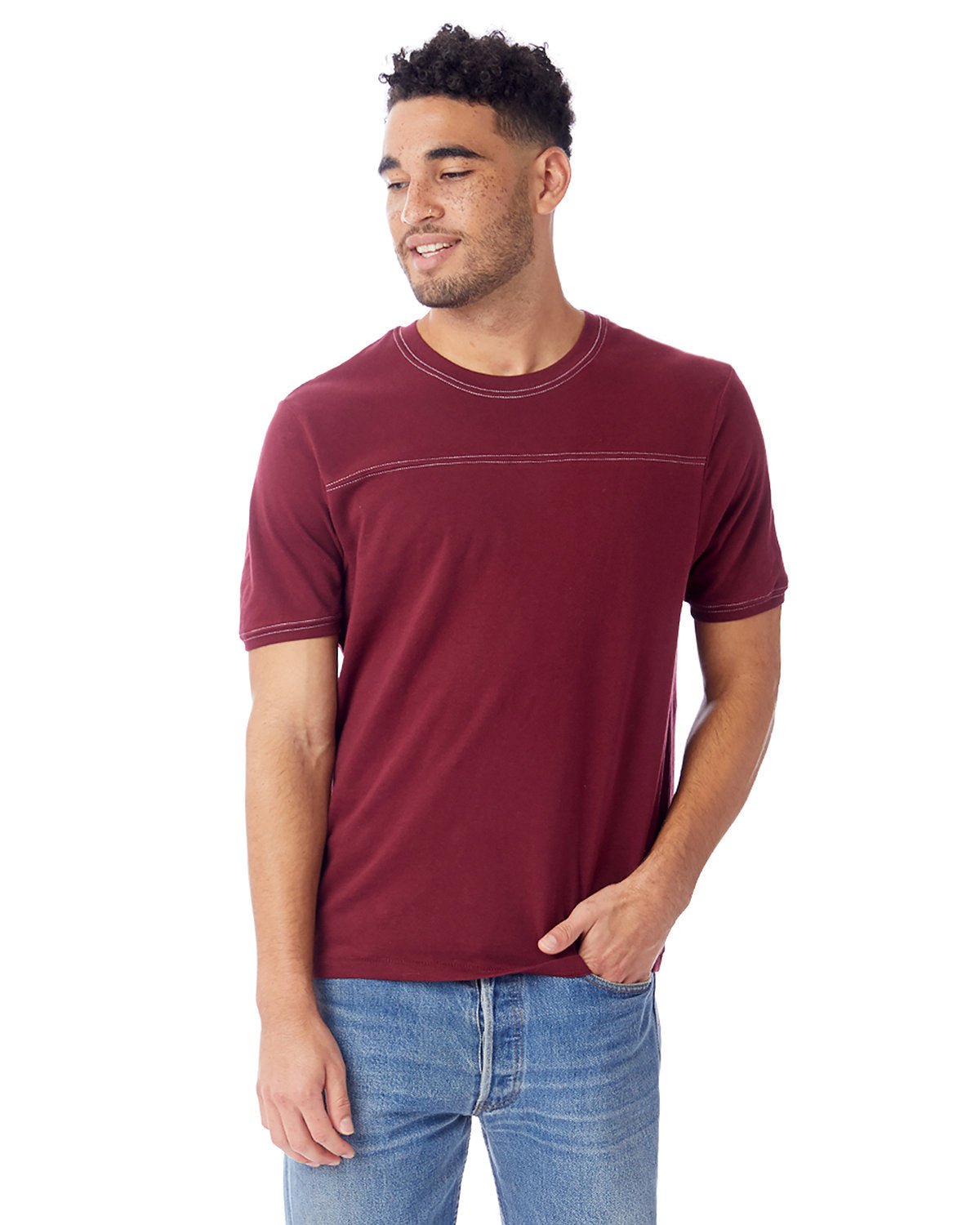 Alternative 1054CG Men's Heavy Wash Football T-Shirt