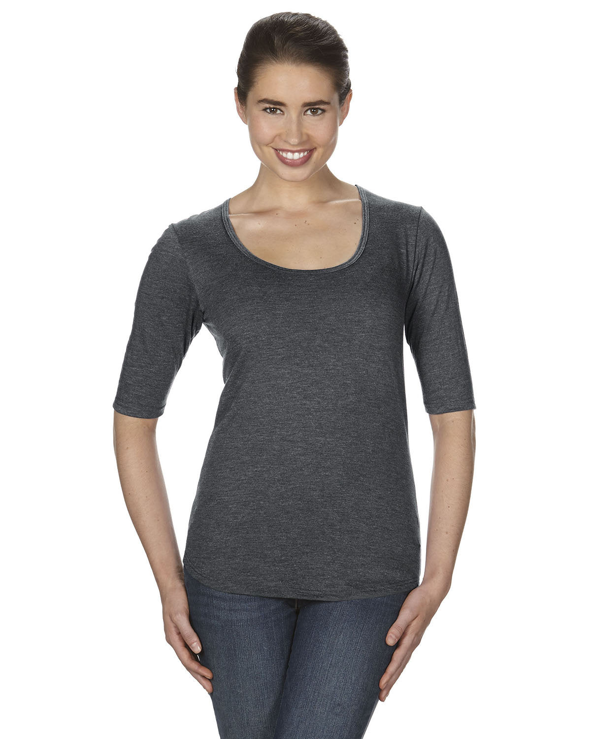 Anvil 6756L Ladies' Triblend Deep Scoop 1/2-Sleeve T-Shirt