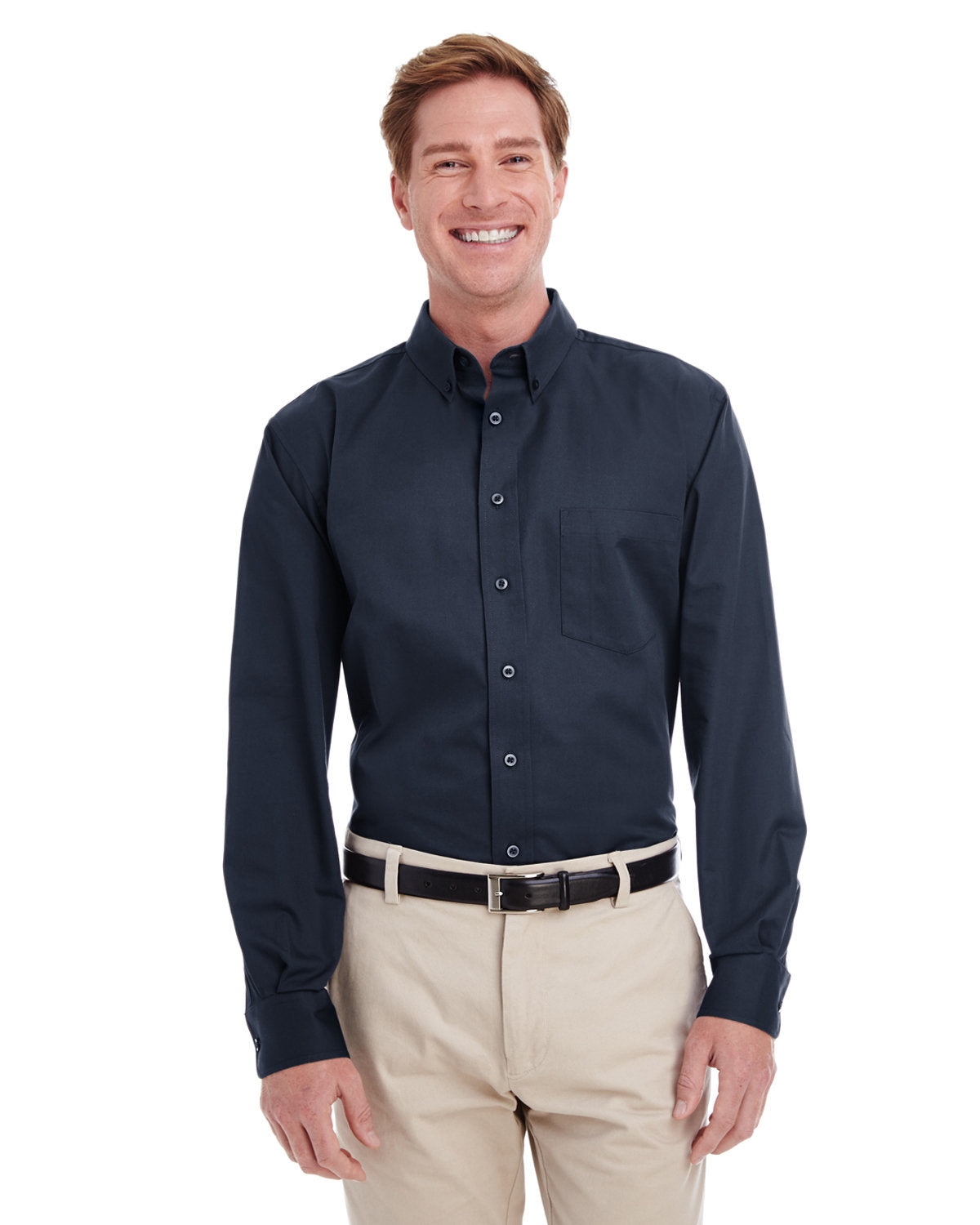 Harriton M581 Men's Foundation 100% Cotton Long-Sleeve Twill Shirt withTeflon