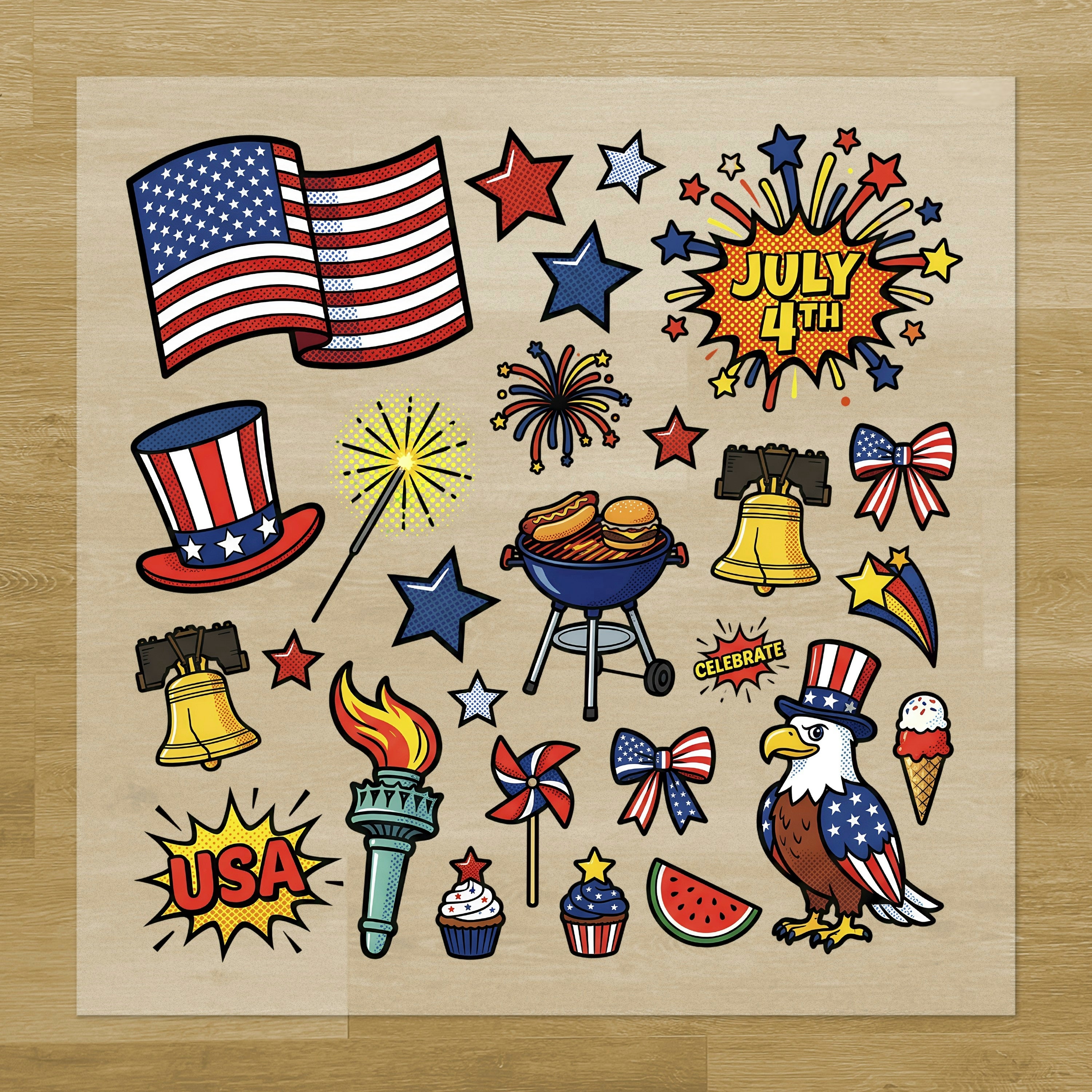 4th of July Pressables Pack flat lay