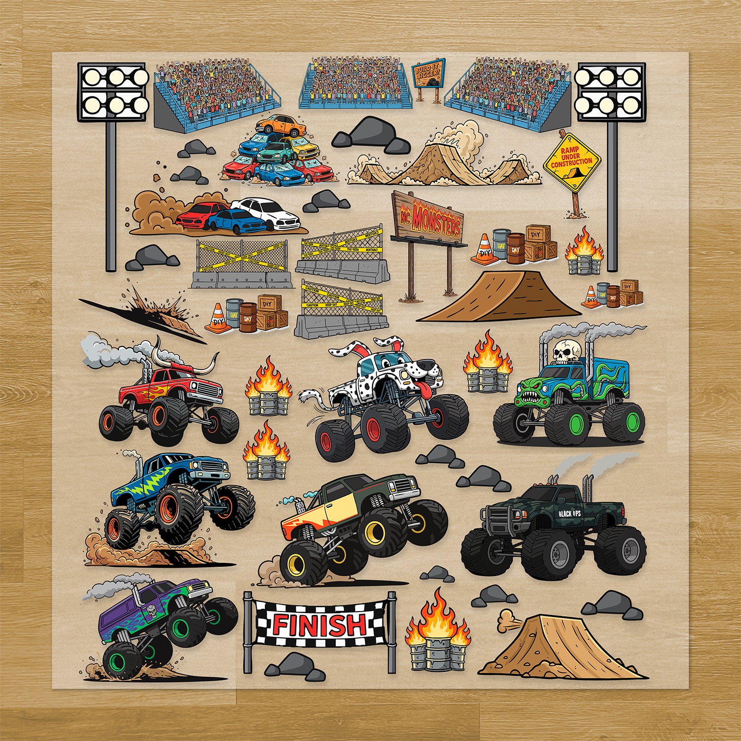 Build Your Own Monster Truck Arena Pressables Pack