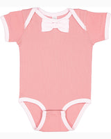 Rabbit Skins RS4407 Infant Baby Rib Bow Tie Bodysuit
