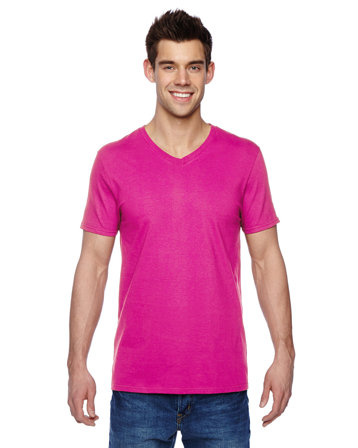 Fruit of the Loom SFVR Adult Sofspun Jersey V-Neck T-Shirt