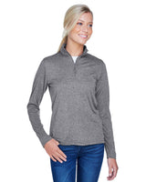 UltraClub 8618W Ladies' Cool & Dry Heathered Performance Quarter - Zip - Ninja Transfers