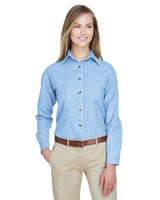UltraClub 8966 Ladies' Cypress Denim - Ninja Transfers